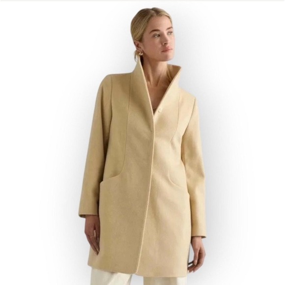 Quince Jackets & Blazers - Quince Italian Wool Cocoon Coat S Heather Macadamia NWT